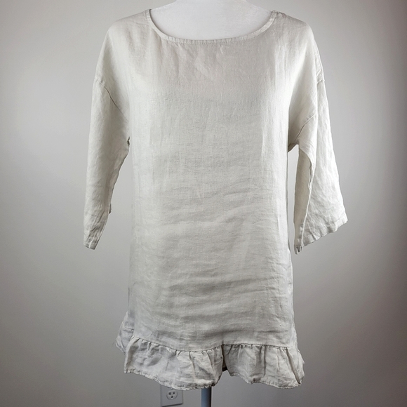 Tops - Italian 100% linen ivory tunic top Medium